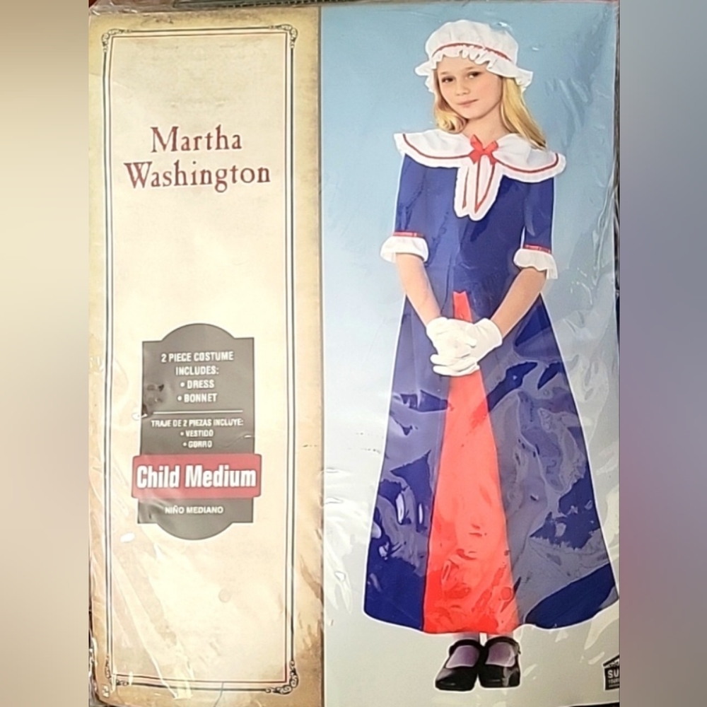 New Martha Washington Girl's Colonial Halloween Costume - 8-10 Medium America
